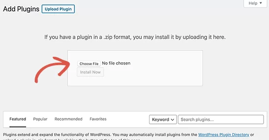 select plugin zip file